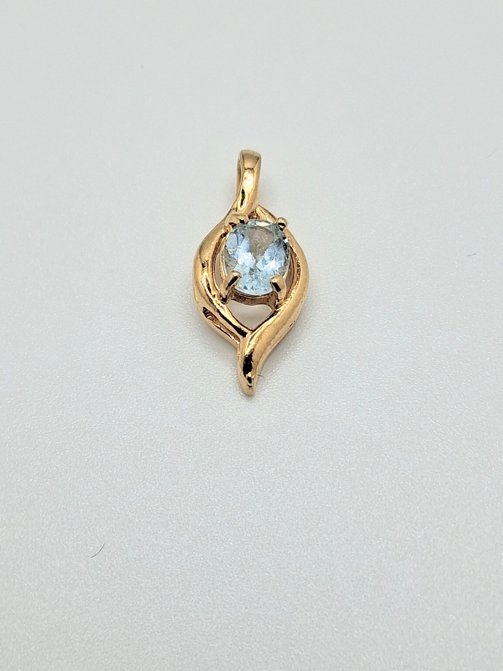 Elegant Blue Topaz Heavy Gold Plating Marquise Pendant